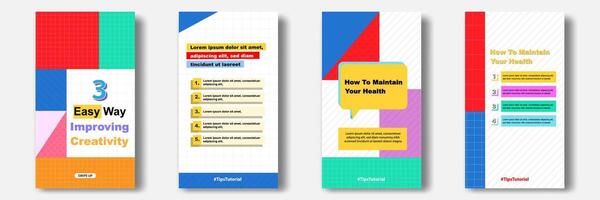 Social media stories horizontal banner layout template with geometric background, memphis pattern design element in colorful color vector