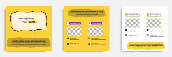 Social media tutorial, tips, trick, did you know post banner layout template with yellow white color background and wave seamless pattern and abstract element. vector