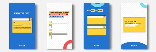 Social media tutorial, tips, trick, did you know stories banner layout template with geometric pattern background and folder bubble message design element in colorful fun color. vector