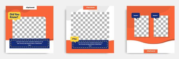 Social media did you know post banner layout template with geometric shape background and bubble message design element in orange yellow white color vector