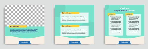 Social media faq and comparison post banner layout template with geometric shape background and bubble message design element in green white color. illustration vector