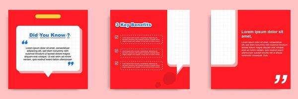 Social media tutorial, tips, trick, did you know post banner layout template in red color background with bubble text design element. vector