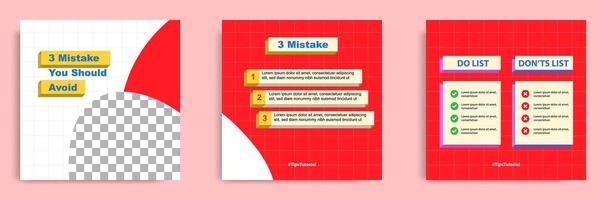 Comparison social media tutorial, tips, trick, did you know post banner layout template with red color background and seamless square line pattern design element. vector