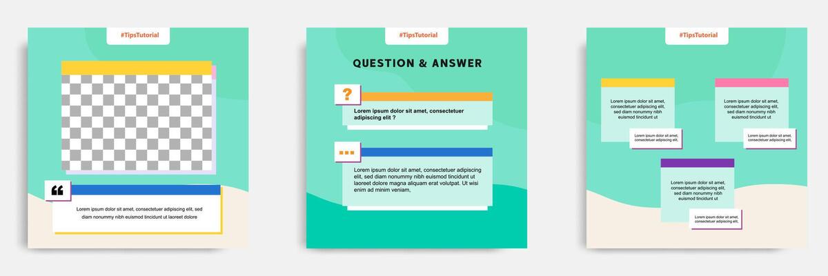 Social media faq post banner layout template with geometric shape background and bubble message design element in green white color. illustration