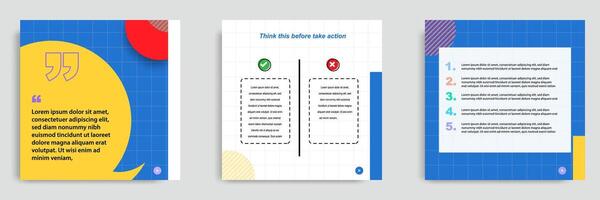 Social media tutorial, tips, trick post banner layout template with geometric background and memphis pattern design element in colorful fun color. vector