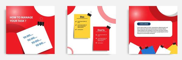 Social media tutorial, tips, did you know post banner layout template with sticky paper note clips design element vector