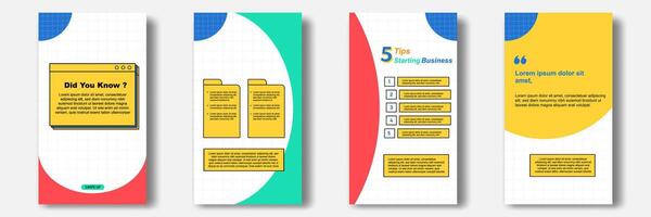 Social media tutorial, tips, trick, did you know stories horizontal banner layout template with geometric pattern background and folder bubble message design element in colorful fun color. vector
