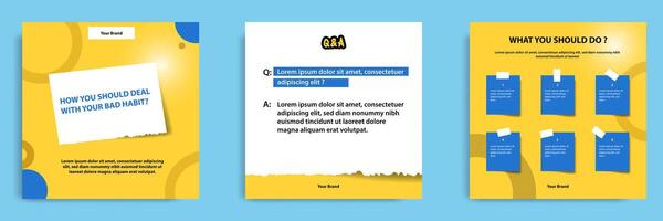 Social media tips, trick, did you know post banner layout template with sticky paper note clips design element vector