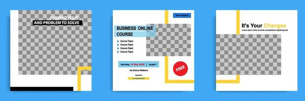Social media post template. Layout for online webinar, conference, training, seminar, course, and learning . Minimal modern and simple style. vector