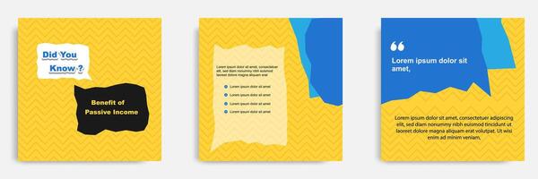 Social media tutorial, tips, trick, did you know post banner layout template background, seamless pattern, and abstract text box design element in yellow color vector