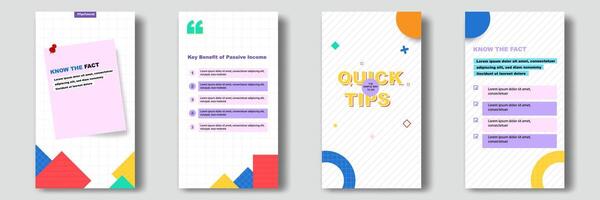 Social media tutorial, tips, trick, did you know stories horizontal banner layout template with geometric background, memphis pattern design element in colorful color vector