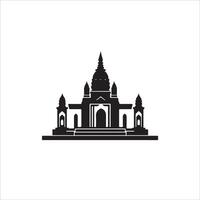 A temple icon in black and white vector