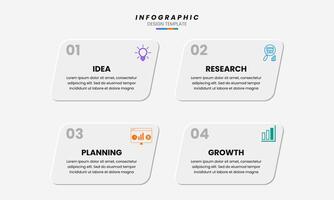 Best Business Infographic Design Template with Four Steps Idea Research Planning and Growth vector