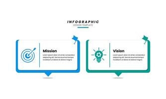 Business Infographic Design Template with Two Steps Mission and Vision vector