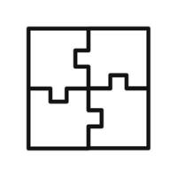 Illustration icon of a puzzle with four interlocking pieces to represent teamwork or a solution. vector