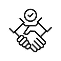 Partnership Handshake Icon with Check Mark Symbol as a Symbol of Approval and Success vector