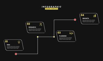 Business Infographic Design Template with Four Steps Idea Research Planning and Growth vector