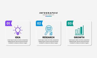 Best Business Infographic Design Template with Three Steps Idea Research and Growth vector