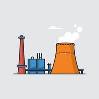 An illustration of a factory with smoke coming out vector