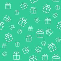 Seamless green pattern with gift boxes vector