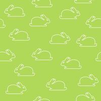 Seamless green pattern with outline bunnies vector