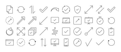 Various Arrows Line Icon Collection. Outline Signs for Graphic and Web Design, Apps, Adverts, Various Cards vector