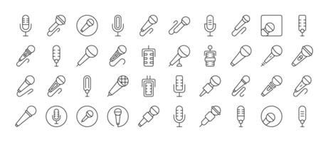 Microphone Line Icon Set. Outline Signs for Graphic and Web Design, Apps, Adverts, Various Cards vector