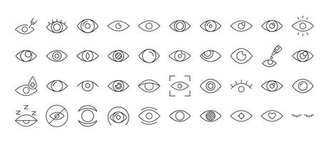 Eye Line Icon Set. Outline Signs for Graphic and Web Design, Apps, Adverts, Various Cards vector