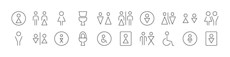 Toilet Simple Isolated Line Icons Collection. Editable Stroke. Perfect for Web Sites, Books, Cards, Apps vector