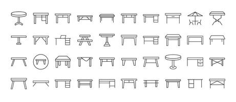 Collection of Dinner Table Related Line Icons. Outline Signs for Graphic and Web Design, Apps, Adverts, Various Cards vector