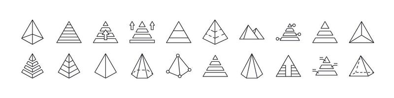 Pyramid Outline Simple Linear Image Collection. Editable Stroke. Perfect for Web Sites, Books, Cards, Apps vector