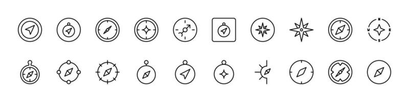Compass Line Icon Set. Minimalistic Linear Pictogram for Web and Graphic Design, Apps, Banners, Social Network and Cards vector