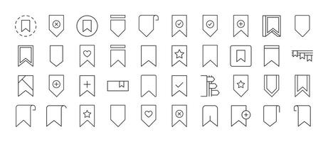 Bookmark Line Icon Pack. Minimalistic Linear Pictogram for Web and Graphic Design, Apps, Banners, Social Network and Cards vector