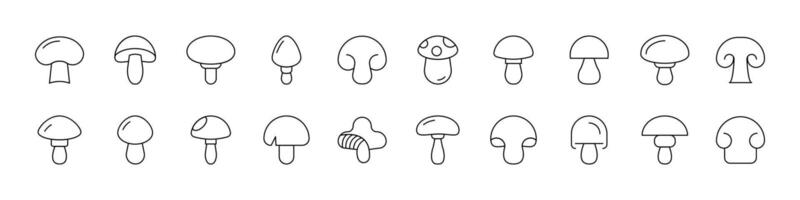 Set of Mushroom Related Line Icons. Outline Signs for Graphic and Web Design, Apps, Adverts, Various Cards vector