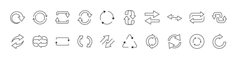 Collection of Arrow Round Related Line Icons. Outline Signs for Graphic and Web Design, Apps, Adverts, Various Cards vector