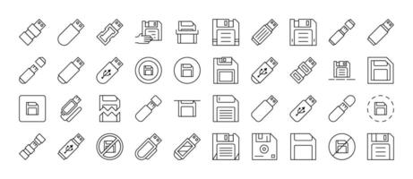 Bundle of Flash Card Related Line Icons. Outline Signs for Graphic and Web Design, Apps, Adverts, Various Cards vector