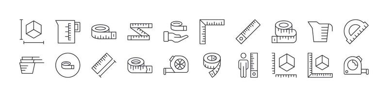 Measure Tape Pack of Thin Icons. Editable Stroke. Perfect for Web Sites, Books, Cards, Apps vector