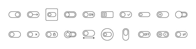 On Off, Switch Line Icon Set. Outline Signs for Graphic and Web Design, Apps, Adverts, Various Cards vector