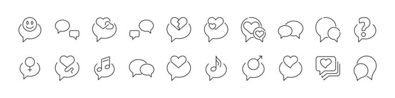 Speech Bubbles Line Icon Collection. Minimalistic Linear Pictogram for Web and Graphic Design, Apps, Banners, Social Network and Cards vector