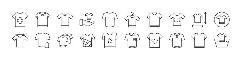 T Shirt Set of Thin Icons. Editable Stroke. Perfect for Web Sites, Books, Cards, Apps vector