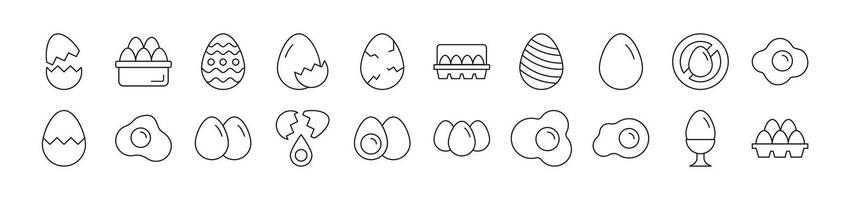 Eggs Related Line Icon Collection. Editable Stroke. Perfect for Infographics, Articles, Books, Flyers, Banners vector