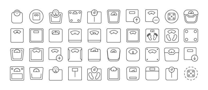 piso escala línea icono recopilación. contorno señales para gráfico y web diseño, aplicaciones, anuncios, varios tarjetas vector