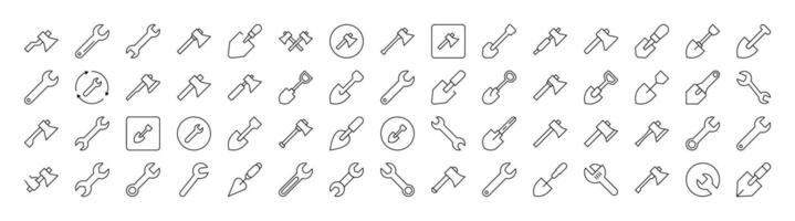 Bundle of Brick Wall, Building Related Line Icons. Outline Signs for Graphic and Web Design, Apps, Adverts, Various Cards vector