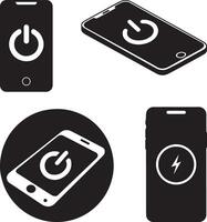 A set of smart mobile with power button. vector