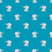 Seamless pattern with image of smiling baby elephant in cartoon style. Easily changeable background color. vector