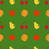 Seamless pattern with images of summer fruits in cartoon style. Easily changeable background color. vector