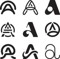 letter A logo design icon set background vector