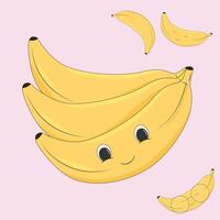 set of funny bananas. set of illustrations of funny live bananas big and small. be my banana inscription, picture with bananas for poster stickers or covers vector