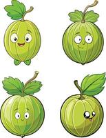 Cartoon Gooseberries with Happy Faces vector