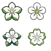 White and Green Floral Design Elements vector